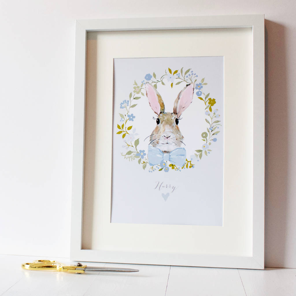 Personalised Bunny Rabbit Baby Blue Print By Eleanor Bowmer ...