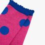 Women's Glitter Socks Pink Royal Blue Large Polka Dots, thumbnail 4 of 4