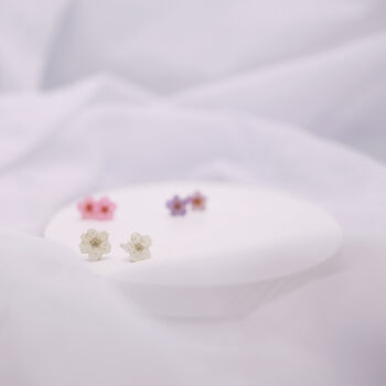 Small Blossom Flower Sterling Silver Stud Earrings, 4 of 12