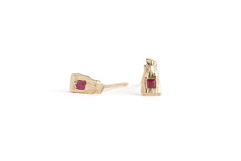 Princess Ruby Jagged Stud Earrings, 2 of 2