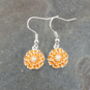 Marigold Orange Flower Drop Earrings, thumbnail 3 of 4