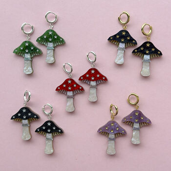 Lilac Mini Toadstool Earrings, 2 of 2