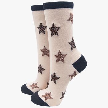 Women's Bamboo Socks Gift Box Neutral Star Cheetah, 4 of 5