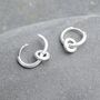 Unisex Sterling Silver Twist Circle Huggie Earrings, thumbnail 2 of 6