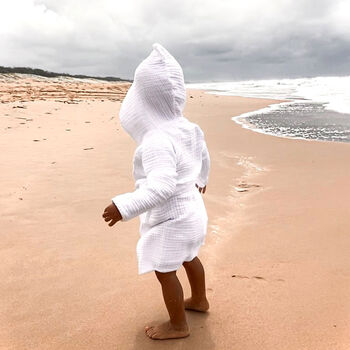 Organic White Muslin Beach Cover Up For Kids, 5 of 10