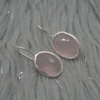Rose Quartz Earrings: Silver Dangle Drop, Pink Gemstone, 6 of 6