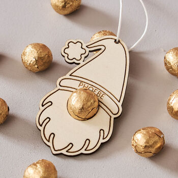 Personalised Christmas Gonk Decoration And Bag Of Chocolate Noses, 2 of 3