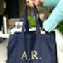 Personalised Black And Leather Jute Shopper, thumbnail 5 of 6