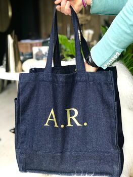 Personalised Black And Leather Jute Shopper, 5 of 6