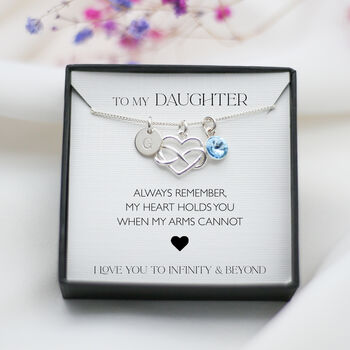 To My Daughter Necklace – Heart Infinity Charm, Sterling Silver Jewellery Gift, Personalised Birthday Keepsake, 6 of 7