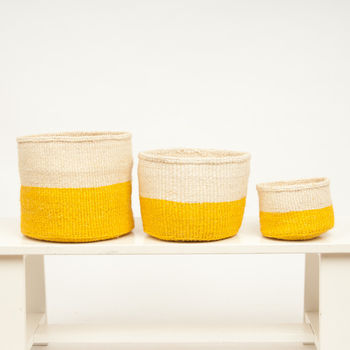Buttercup Yellow Colour Block Baskets, 2 of 8