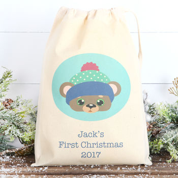 Personalised Christmas Bear Cotton Bags, 4 of 5