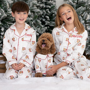 Personalised Matching Family Christmas Santa Print Pyjamas, 6 of 12