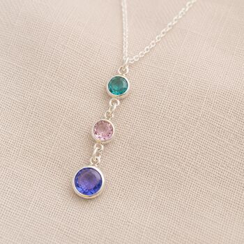 Mother And Two Children Birthstone Pendant Necklace, 4 of 10