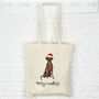 Chocolate Labrador Christmas Tote Bag, thumbnail 1 of 2