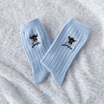 Personalised Embroidered Bee Snug Socks, 2 of 5