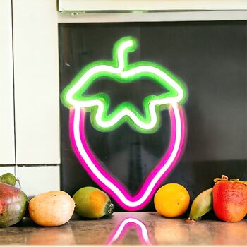 Neon Strawberry Wall Hanging Light, 4 of 4