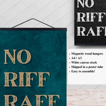 No Riff Raff Print With Hanging Magnetic Frame, 6 of 6