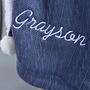 Personalised Knitted Grey Blue Baby Blanket, thumbnail 2 of 11