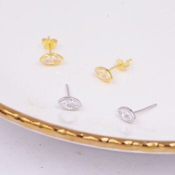 Sterling Silver White Topaz Marquise Stud Earrings, 5 of 12