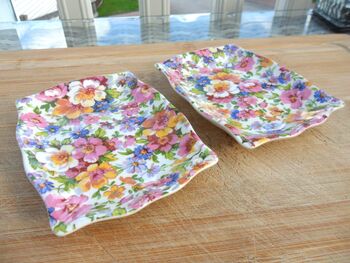 Set Of Two Handmade Soap Dishes In Olde England Chintz Design, 2 of 7