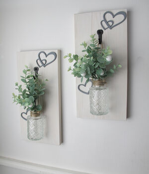 White And Grey Wall Hanging, Vintage Style Slim Vase, 2 of 2