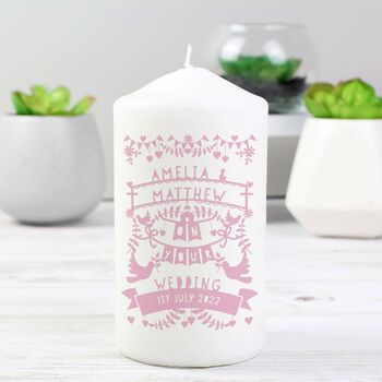Personalised Pink Papercut Style Pillar Candle, 2 of 2