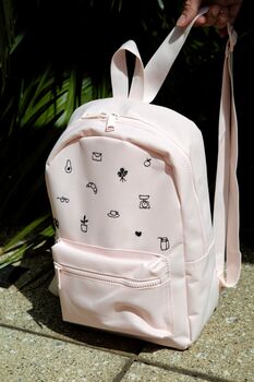 Hand Embroidered Pastel Pink Mini Backpack, 6 of 7
