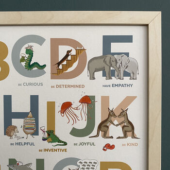 Alphabet Of Emotions Illustrated Animal Nursery Print, 3 of 9