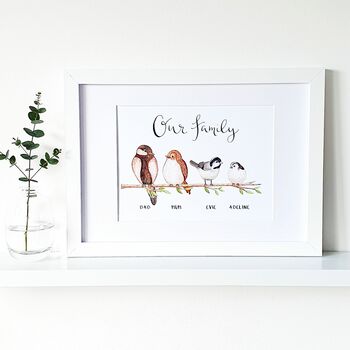 Personalised Illustrated Family Bird Art Print, 6 of 8