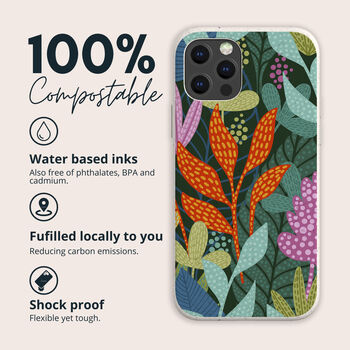 Tropical Leaves Biodegradable Phone Case, 5 of 8