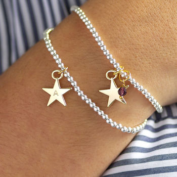 Personalised Gold Plated Star Beaded Charm Bracelet, 6 of 10