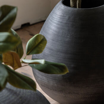 Artisan Large Oval Black Aluminium Vase, 2 of 3