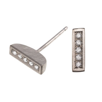 Silver, 18ct Gold And Diamond 'Linea' Ear Studs, 2 of 2