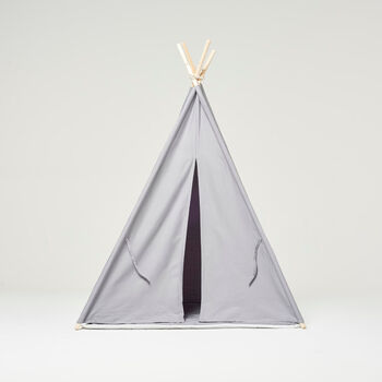 Grey Tipi Kids Teepee Tent Set With Floor Mat, 2 of 3