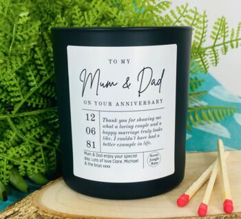 Personalised Mum And Dad Anniversary Candle, 4 of 11