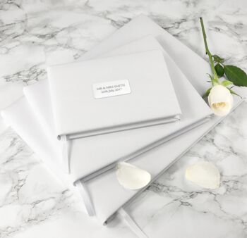 Personalised White Leather Wedding Guest Book, 2 of 3