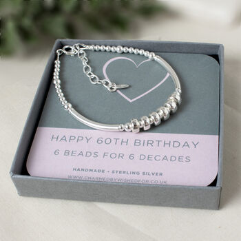 60th Birthday Bracelet, Kate, Sterling Silver, 4 of 6