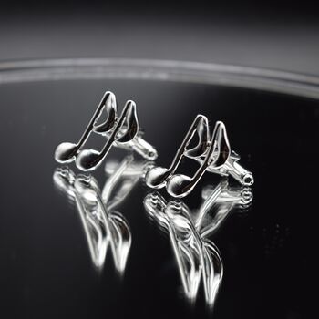Music Note Cufflinks Gift For Musicians 316 L Stainless Steel Accessory, 2 of 6