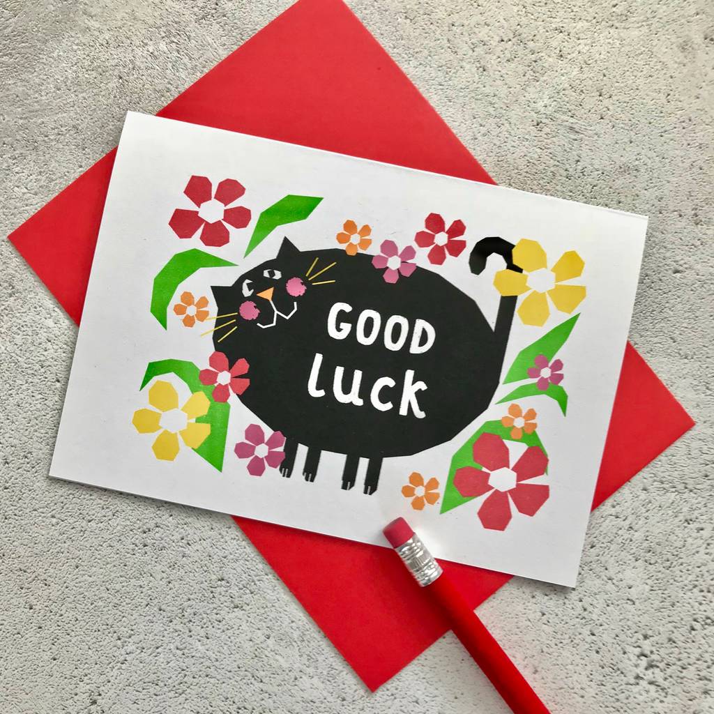 Black Cat Good Luck Card By Adam Regester Design