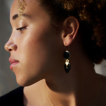 Black Onyx Deco Statement Earrings, 6 of 8