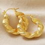 Twisted Rope Hoop Earrings In Gold Plating, thumbnail 4 of 6