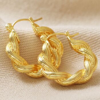 Twisted Rope Hoop Earrings In Gold Plating, 4 of 6