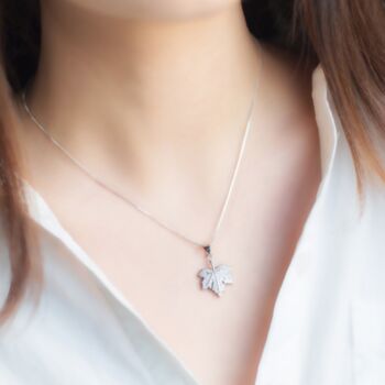 Sterling Silver Maple Leaf Pendant Necklace, 2 of 6