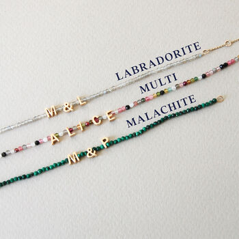 Personalised Beaded Necklace With Solid 9k Gold Initials, 4 of 5