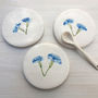 Handmade Ceramic Coasters With Blue Flowers, thumbnail 4 of 4