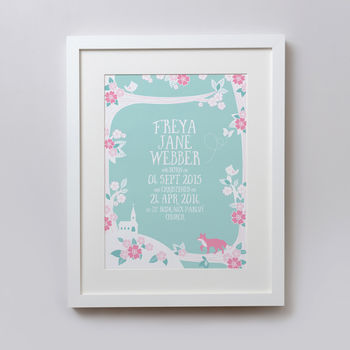 Personalised Christening Print With Fox, 2 of 2