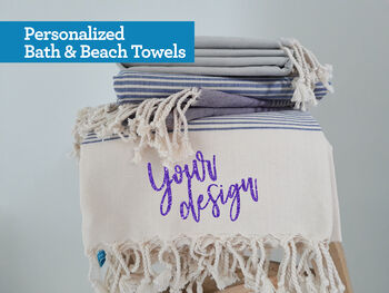 Personalised Natural Cotton Beach Towel, Peshtemal, 9 of 12