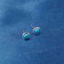 Turquoise Stone Sterling Silver Stud Earrings, Tiny Round Studs, thumbnail 5 of 7
