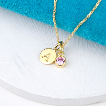 Gold Mini Initial And Birthstone Necklace, 6 of 9